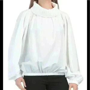 Zara Knit Cowl Collar Balloon Sleeve Top